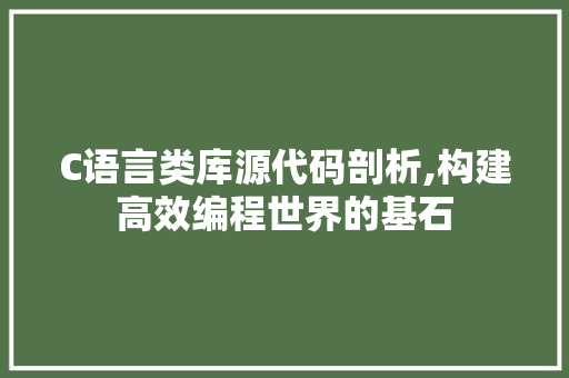 C语言类库源代码剖析,构建高效编程世界的基石