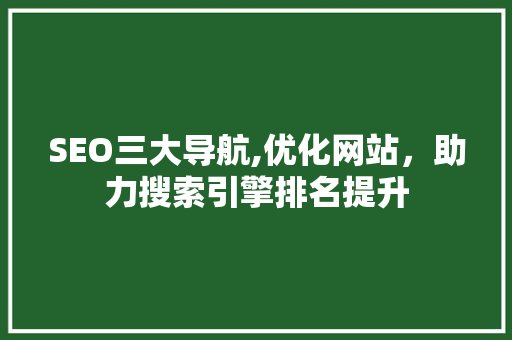 SEO三大导航,优化网站，助力搜索引擎排名提升 SEO三大导航,优化网站，助力搜索引擎排名提升 建站教程