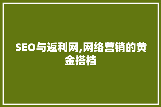 SEO与返利网,网络营销的黄金搭档 SEO与返利网,网络营销的黄金搭档 Web前端