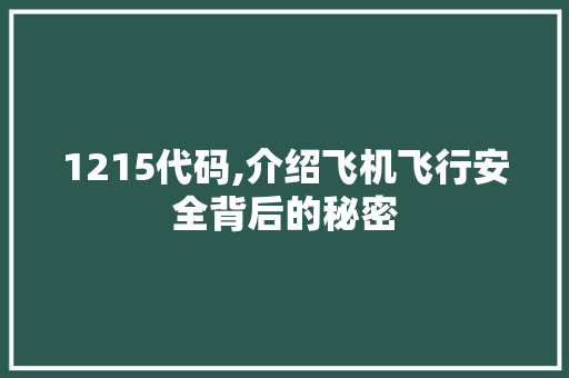 1215代码,介绍飞机飞行安全背后的秘密