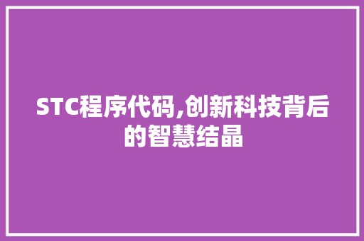 STC程序代码,创新科技背后的智慧结晶
