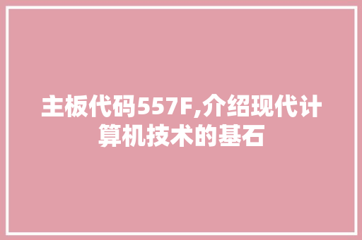 主板代码557F,介绍现代计算机技术的基石