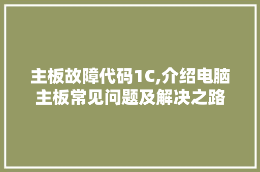 主板故障代码1C,介绍电脑主板常见问题及解决之路