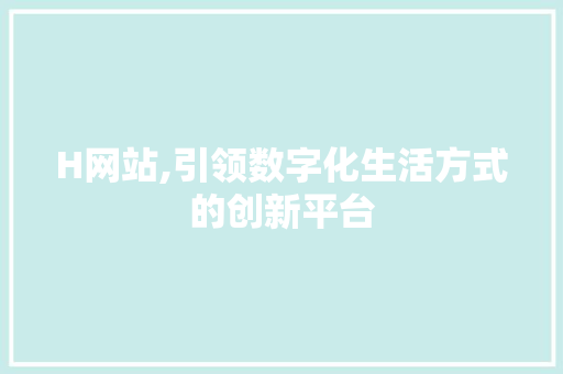 H网站,引领数字化生活方式的创新平台