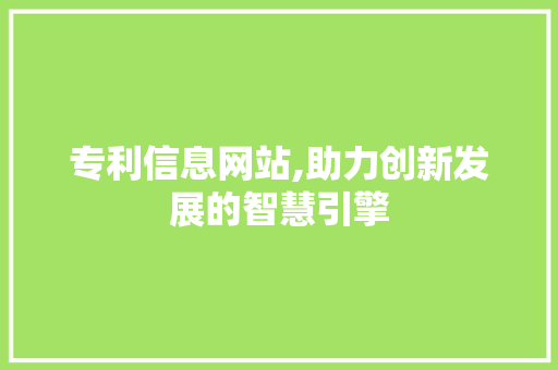 专利信息网站,助力创新发展的智慧引擎