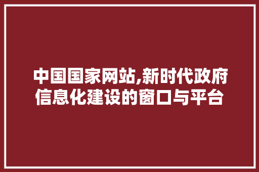 中国国家网站,新时代政府信息化建设的窗口与平台