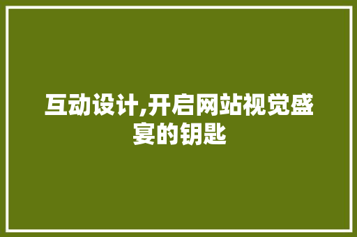 互动设计,开启网站视觉盛宴的钥匙