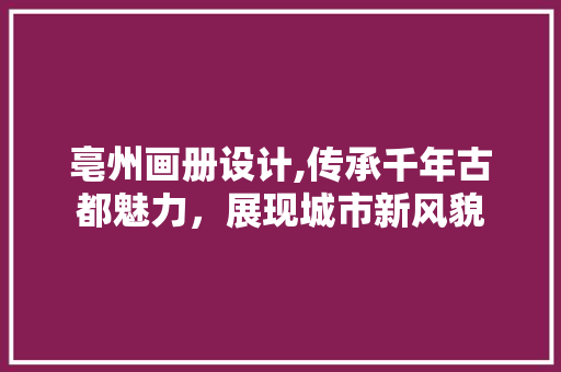 亳州画册设计,传承千年古都魅力，展现城市新风貌