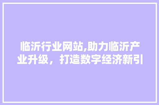 临沂行业网站,助力临沂产业升级，打造数字经济新引擎