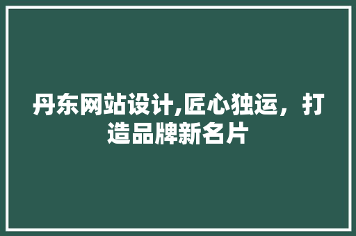 丹东网站设计,匠心独运，打造品牌新名片