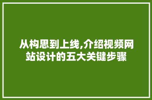 从构思到上线,介绍视频网站设计的五大关键步骤