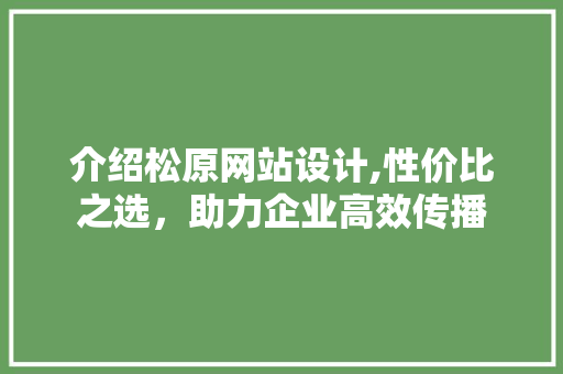 介绍松原网站设计,性价比之选，助力企业高效传播
