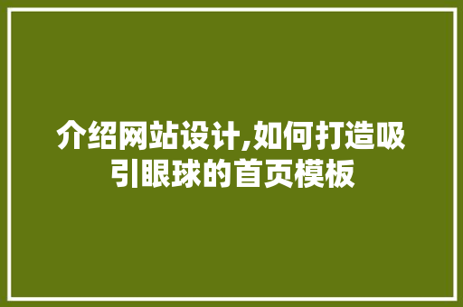 介绍网站设计,如何打造吸引眼球的首页模板