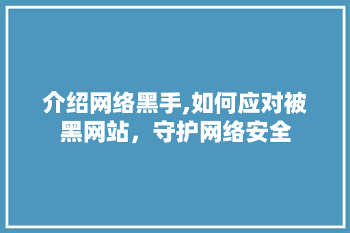 介绍网络黑手,如何应对被黑网站，守护网络安全