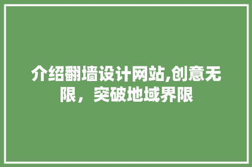 介绍翻墙设计网站,创意无限，突破地域界限