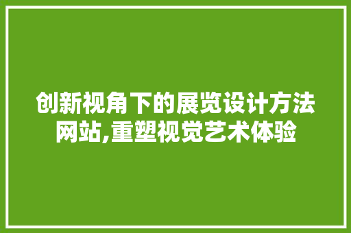 创新视角下的展览设计方法网站,重塑视觉艺术体验