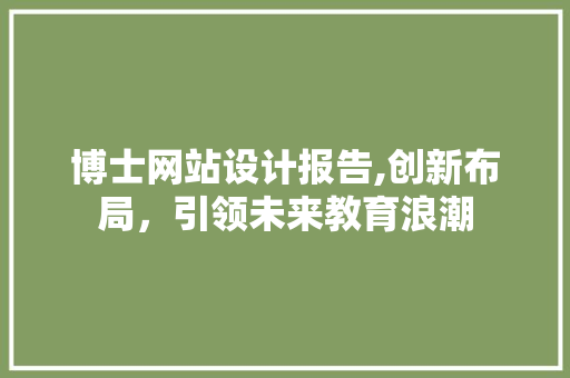 博士网站设计报告,创新布局，引领未来教育浪潮