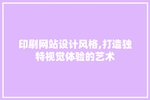 印刷网站设计风格,打造独特视觉体验的艺术