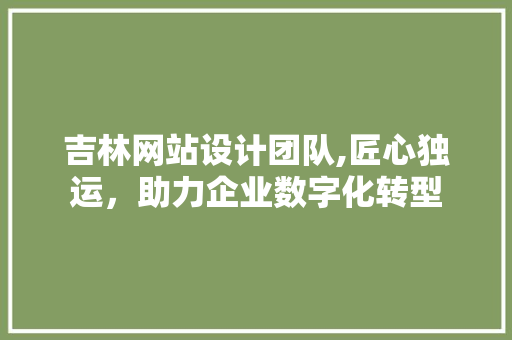 吉林网站设计团队,匠心独运，助力企业数字化转型