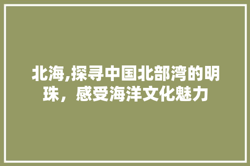 北海,探寻中国北部湾的明珠，感受海洋文化魅力