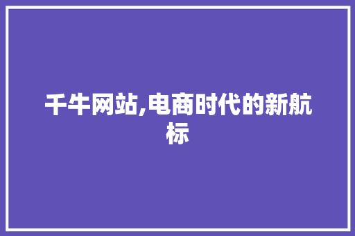 千牛网站,电商时代的新航标