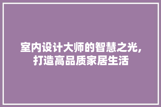 室内设计大师的智慧之光,打造高品质家居生活
