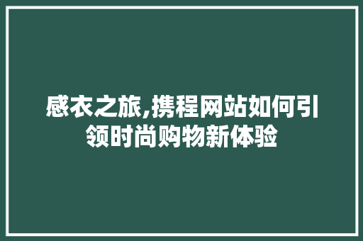 感衣之旅,携程网站如何引领时尚购物新体验 感衣之旅,携程网站如何引领时尚购物新体验 WordPress教程