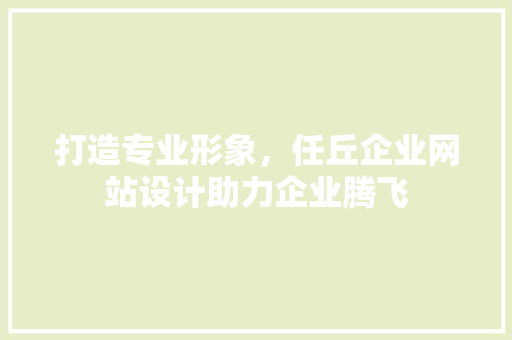 打造专业形象，任丘企业网站设计助力企业腾飞