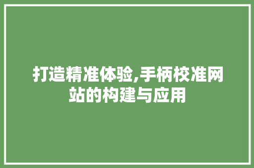 打造精准体验,手柄校准网站的构建与应用