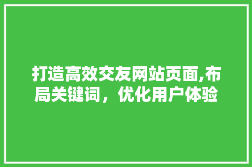 打造高效交友网站页面,布局关键词，优化用户体验