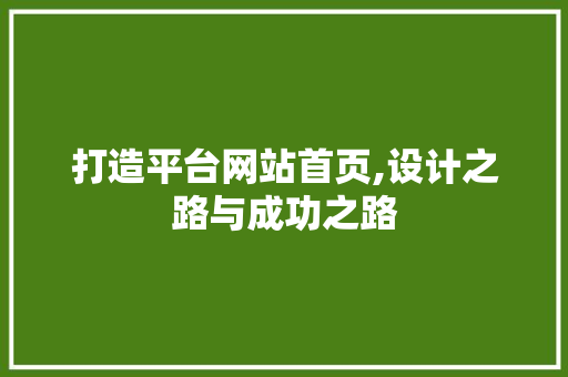 打造平台网站首页,设计之路与成功之路 打造平台网站首页,设计之路与成功之路 建站教程