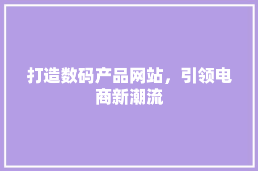 打造数码产品网站，引领电商新潮流 打造数码产品网站，引领电商新潮流 SEO教程