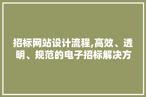 招标网站设计流程,高效、透明、规范的电子招标解决方法