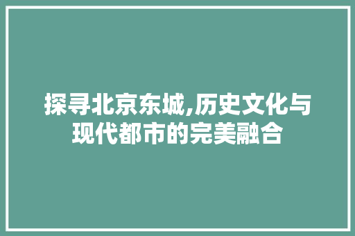 探寻北京东城,历史文化与现代都市的完美融合
