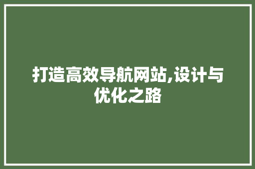 打造高效导航网站,设计与优化之路