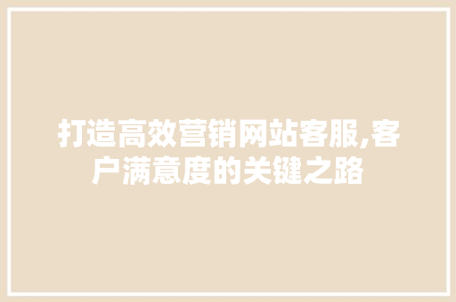 打造高效营销网站客服,客户满意度的关键之路