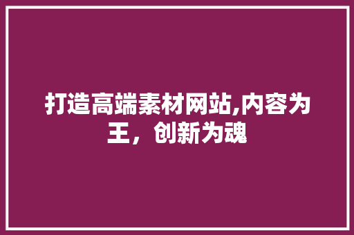打造高端素材网站,内容为王，创新为魂
