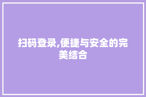 扫码登录,便捷与安全的完美结合
