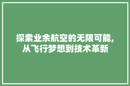 探索业余航空的无限可能,从飞行梦想到技术革新