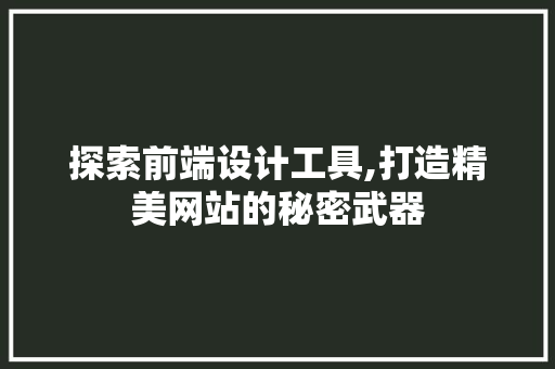 探索前端设计工具,打造精美网站的秘密武器