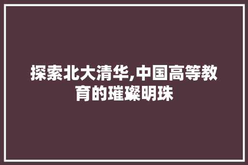 探索北大清华,中国高等教育的璀璨明珠