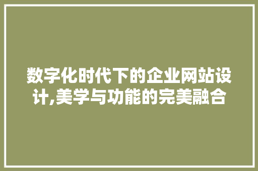 数字化时代下的企业网站设计,美学与功能的完美融合
