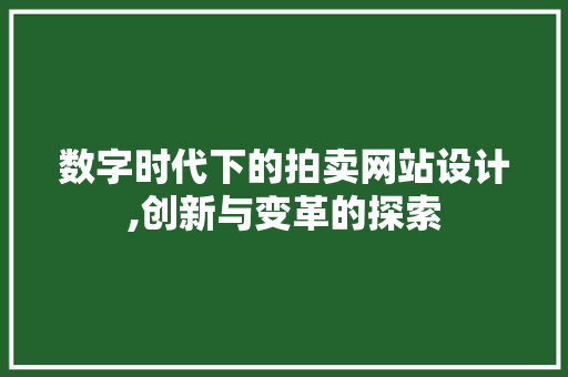 数字时代下的拍卖网站设计,创新与变革的探索
