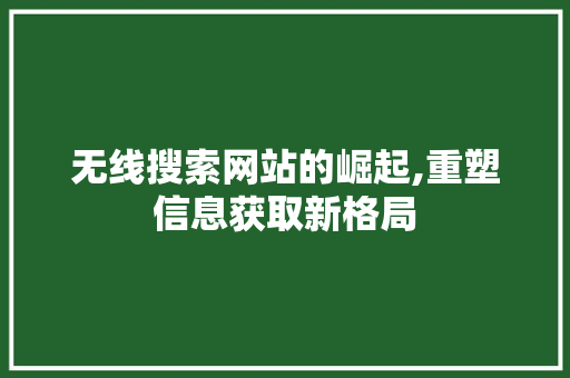 无线搜索网站的崛起,重塑信息获取新格局