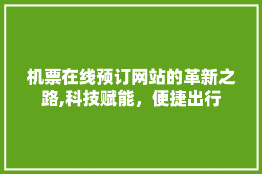 机票在线预订网站的革新之路,科技赋能，便捷出行