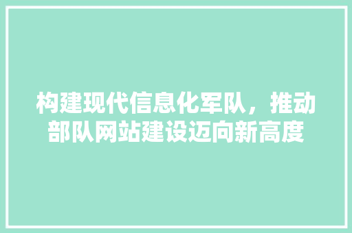 构建现代信息化军队，推动部队网站建设迈向新高度