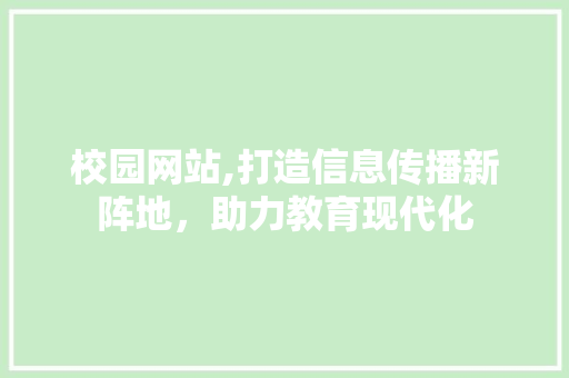 校园网站,打造信息传播新阵地，助力教育现代化 校园网站,打造信息传播新阵地，助力教育现代化 WordPress教程