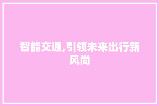 智能交通,引领未来出行新风尚