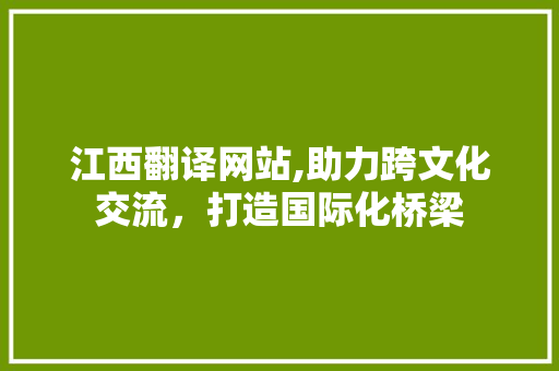 江西翻译网站,助力跨文化交流，打造国际化桥梁 江西翻译网站,助力跨文化交流，打造国际化桥梁 建站教程