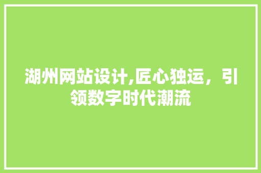 湖州网站设计,匠心独运，引领数字时代潮流